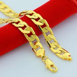 Colliers 24k Gold rempli 10 mm 5075 cm Men Figaro Hip Hop Gold Collier Chains Mâles Boys de haute qualité Bijoux Gift