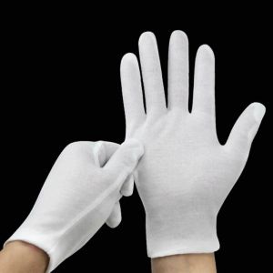 Kettingen 24 stks Witte Handschoenen 12 Paar Zachte Katoenen Handschoenen Munt Sieraden Sier Inspectie Handschoenen Rekbare Voering Handschoen