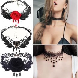 Kettingen 26 modellen kanten choker kettingen klier de tatouage choker collier noir dentelle choker collier vintage femmes bijoux de mariage