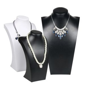 Colliers 29 cm noir blanc Pu collier présentoir support Portrait bijoux présentoir Mannequin buste pendentif collier fenêtre affichage