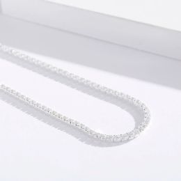 Colliers 2 mm 925 Sterling Silver CZ Choker Chain à chaîne courte Collier pour femmes bijoux Zirconia Stones Collier Collares Kolye Ketting