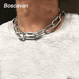 Collares 316 Acero inoxidable Punk Unisex Hombres Mujeres Cadena Gargantillas Harajuku Desmontable Heavy Duty Ins Collar de eslabones de metal