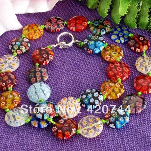 Colliers 3 pièces/lot Millefiori verre au chalumeau Murano pièce de monnaie perles collier chaud