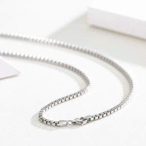 Colliers 4560 cm 2 mm ou 2,8 mm réel 925 Boîte en argent sterling Chaîne longue collier femmes hommes bijoux en gros