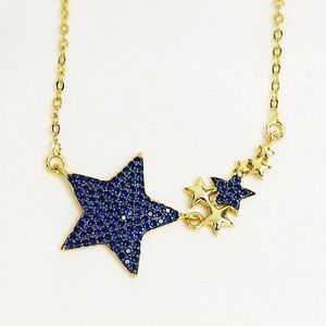 Colliers 5 pièces bleu zircone étoile pendentif collier 18k plaqué or collier bijoux collier bijoux cadeau 52255