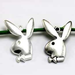 Kettingen 50 stks Antieke Sier Color Steampunk Rabbit Head Charms Hangers benodigdheden voor doe -het -zelf ketting sieraden maken accessoires 33*21 mm