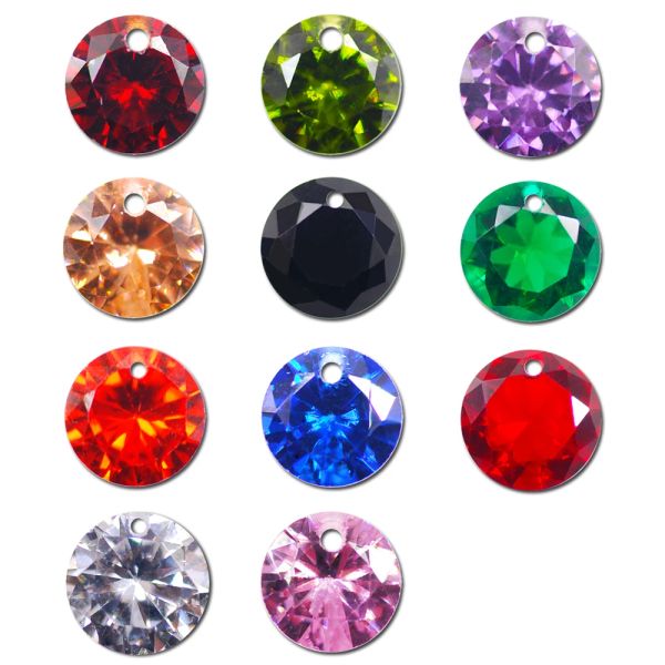 Colliers 50 pièces/sac 4mm/6mm/8mm, perles rondes colorées en zircone cubique, trou droit, couture sur boucle d'oreille collier