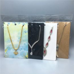 Colliers 50pcs Papier Nouveau collier Cartes d'emballage 15 * 10cm Pendre de mode affiche la carte Femme Set Bijoux Card-cadeau Card + 50pcs Opp Sac