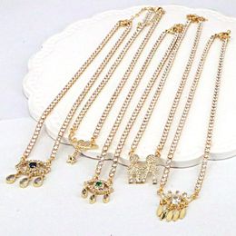 Colliers 5 pièces mode Zircon turc oeil charme Tennis mince collier Bling clavicule chaîne colliers pour femmes bijoux de fête de mariage