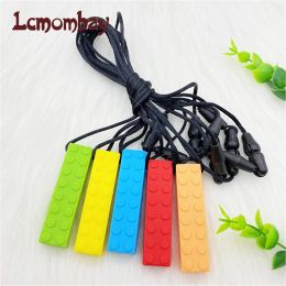 Colliers 5 pièces collier à mâcher sensoriel brique Chewy enfants Silicone mordant crayon Topper sucette Silicone mamelon mangeoire jouet de dentition