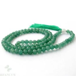 Collares Collar de jade verde de 6 mm 108 cuentas Pulsera yoga Hecho a mano orar MONJE energía natural Unisex clásico fengshui Meditación de muñeca