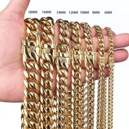 Colliers 6 mm22 mm de large 316l en acier inoxydable Cuban Chains Colliers Big High Round Link Chain pour hommes Hop Hop Rock Jewelry