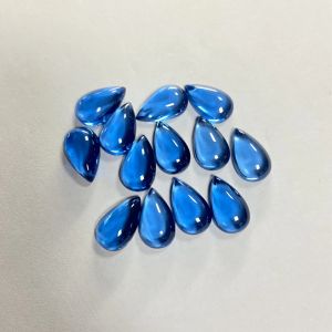 Kettingen 9*15mm 2 stks/zak 5.8cts Laboratorium Blauwe Topaas Plaksteen Cabochon Edelsteen Peervorm Aquamarijn Steen voor Mode-sieraden Maken