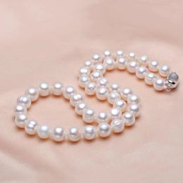 Colliers 910mm collier de perles d'eau douce naturelles 925 en argent Sterling colliers ras du cou pour les femmes bijoux cadeau