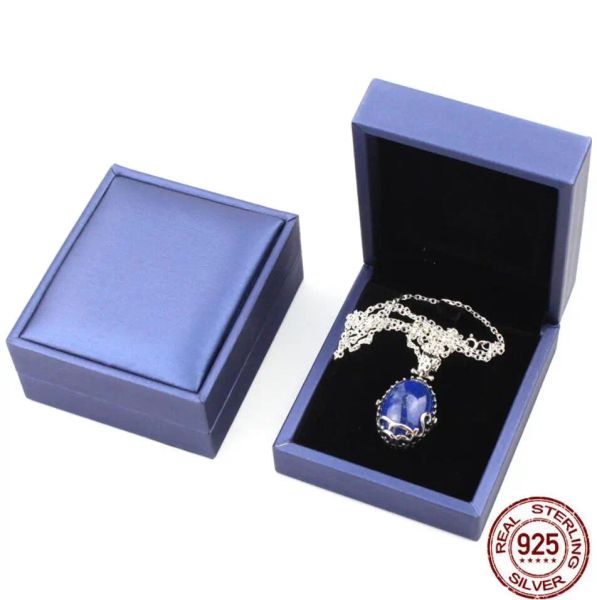 Collares 925 Pure Silver Vampire Diaries Katherine Antisunlight Cos Lapis Lazuli Joyería colgante de colegio para mujeres Regalos de cosplay