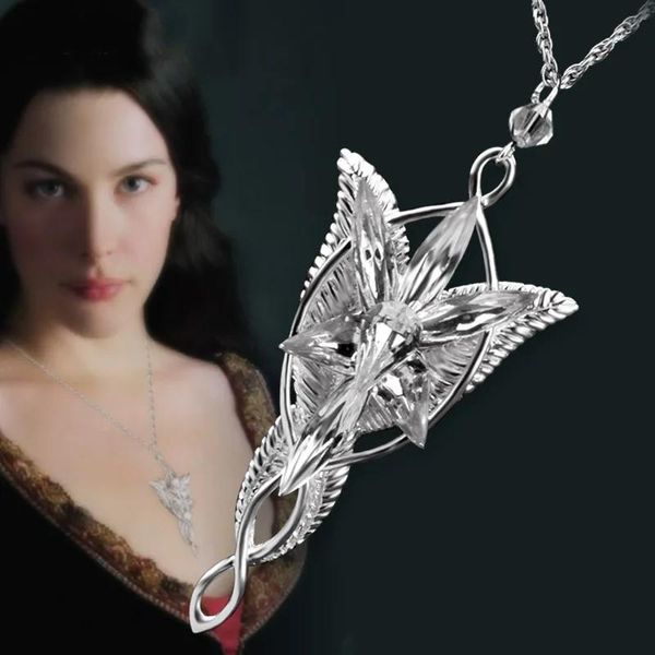 Collares Plata de Ley 925 LOTR Arwen Evenstar colgante collar elfo princesa moda mujer collar joyería regalo de seguidor