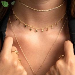Colliers 925 collier en argent Sterling mode or étoile/mon gland collier pour les femmes charmant pendentif chaîne tour de cou Bijoux collier Bijoux