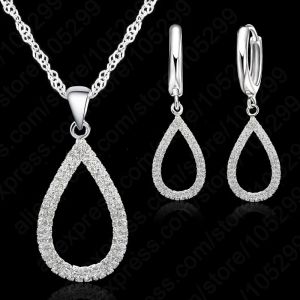 Colliers 925 Ensemble de bijoux nuptiles en argent sterling est en argent tamponné