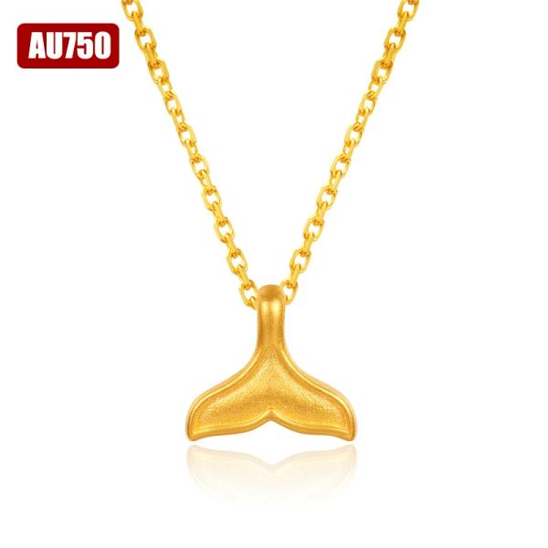 Colliers 999 Collier pendentif en or pur réel 24k Gold Fish Tail Pendant Fomen Fine bijoux Gift Wedding