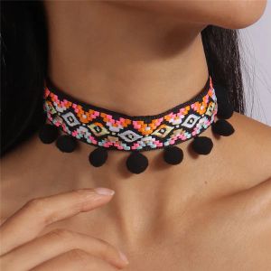 Colliers Aihua Bohemia Broderie Collier tissé tricoté pour les femmes Fonds à la main