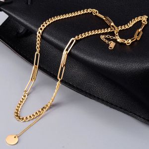 Kettingen Amaiyllis 18k Goud Minimalistische Metalen Hip Hop Industriële Stijl Trui Shain Metalen Sleutelbeen Ketting Voor Vrouwen Sieraden Gift