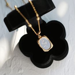 Colliers Amaiyllis 18K or Vintage médiéval miroir magique Rose fleur collier pendentif ronde perle pull chaîne collier bijoux