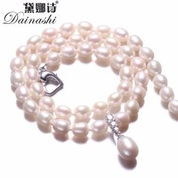 Collares Precio increíble Collar de joyas de perlas Hermosas, cuentas de perlas de agua dulce natural de alta calidad joyas finas, blanco/rosa/púrpura