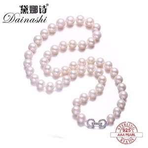 Collares Precio increíble elegante collar de perlas redondas collar de perlas naturales de agua dulce de alta calidad para mujeres joyería de plata de perlas finas