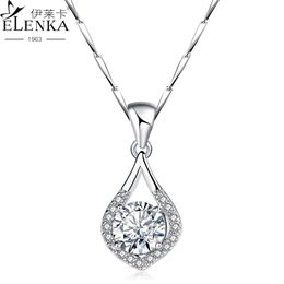 Colliers Larmes d'ange collier en argent Sterling pur argent 999 Simple Zircon unique pendentif clavicule chaîne bijoux cadeaux de saint valentin