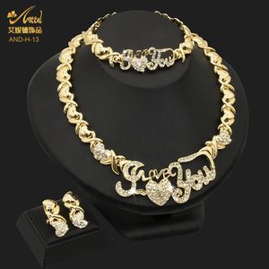 Colliers Aniid Xoxo Dubai couleur or bijoux je t'aime collier boucles d'oreilles ensembles pour femme bijoux nigérians mariage éthiopien africain