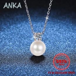 Colliers ANKA nouveau S925 pendentif en argent Moissanite D couleur 30 points collier de perles collier minimaliste chaîne femme Moissanite collier