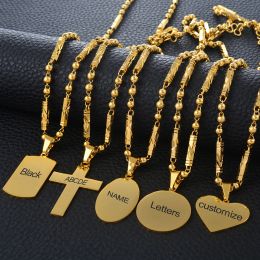 Collares Anniyo personalizado tallado letras colgante collar mujeres hombres personalizar impresión negro nombre joyería cumpleaños artículos de boda #107621