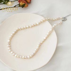 Colliers ASHIQI 78mm naturel baroque collier de perles d'eau douce classique bijoux de mode pour les femmes