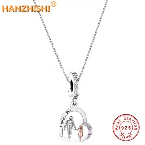 Colliers Authentiques 925 STERLING Silver Daddy's Girl's Heart Pendant Collier Jewelery Anniversary Birthday Gift For Mum Wife Father Child