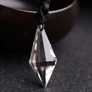 Collares Equilibrio Natural Cristal Claro Cuarzo Piedra Colgante Collar para Mujeres Hombres Amuleto De Adivinación Péndulo Joyería De Energía Curativa