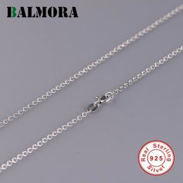 Colliers Balmora Real 925 Chaînes de liaison en argent sterling Chokers Long Colliers pour femmes hommes pour les bijoux pendentiels 2 mm 1830 pouces