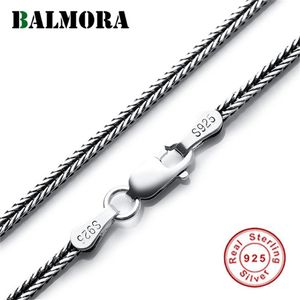 Collares BALMORA Plata de Ley 925 auténtica cadenas retro simples collares para mujeres hombres pareja joyería de cadena de serpiente fresca 2,5mm 1832 pulgadas