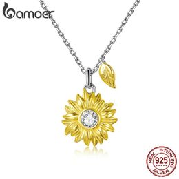 Colliers Bamoer Sier Suower collier en argent Sterling couleur or collier chanceux cadeau pour les femmes collier de mode bijoux Bsn212