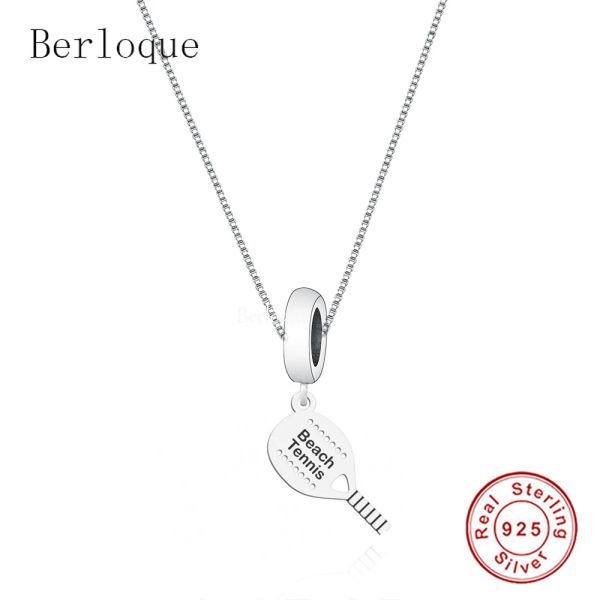 Colliers Berloque 2022 réel 100% 925 argent Sterling plage raquette de Tennis pendentif collier pour femmes mode bijoux faisant cadeau d'anniversaire