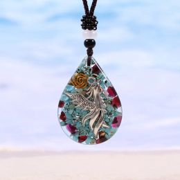 Colliers pendentif oiseau Chakra énergie Orgonite collier naturel Turquoise pendentif larme cristaux de guérison bijoux pour femmes