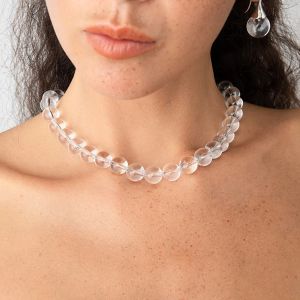 Kettingen Zwarte agaat kralen ketting voor vrouwen transparante bal magnetische sluiting ketting minimalistische zomervakantie sieraden 2023 nieuw