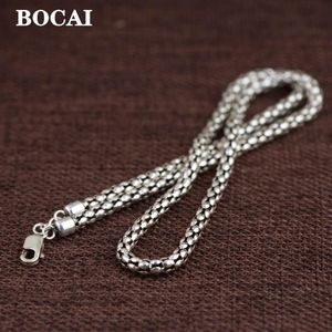 Kettingen BOCAI 100% echt S925 sterling zilveren sieraden 3,5 mm antieke eenvoudige mode popcorn ketting trendy vrouw ketting nieuwe kerstcadeau