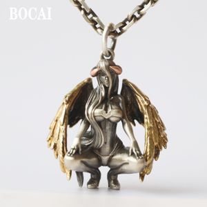 Kettingen Bocai Nieuwe Real Pure S Sier Sieraden Retro Punk Devil Angel Trendy Men and Women Paren Hangers Holiday Gifts