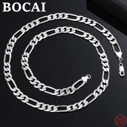 Kettingen Bocai S925 Sterling Zilveren Ketting 2022 Nieuwe Populaire Onregelmatige Platte Horsewhipchain Pure Argentum Sieraden Voor Mannen Vrouwen