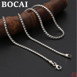 Kettingen Bocai S925 Sterling Zilveren Ketting 2022 Nieuwe Mode Thai Zilver 2 Mm TwistChain Effen Argentum Hals Ornamenten Voor Mannen Vrouwen