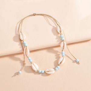 Kettingen Boheemse handgemaakte strand Natural Shell Choker ketting voor vrouwen touwketen kralen zeeschelp ketting zomerkraag