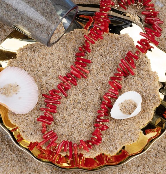 Colliers Bohemian Red Coral Colliers pour femmes Chaîne de perles de pierre