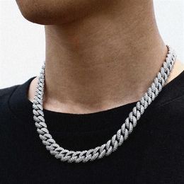 Colares pulseira 18 polegadas 10mm 925 Sterling Silver Setting Iced Out Moissanite Diamante Hip Hop Cuban Link Chain Miami Colar Je247b