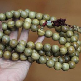 Collares BRO625 Collar de cuentas de sándalo verde natural de 12 mm para hombre budista 108 cuentas Meditación Oración Malas Rosario Fragante Verawood