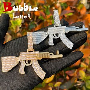 Colliers Bulle Lettre Baguette Pistolet Collier pour Hommes Glacé Prong Réglage Pendentif Gang Charms Hip Hop Bijoux